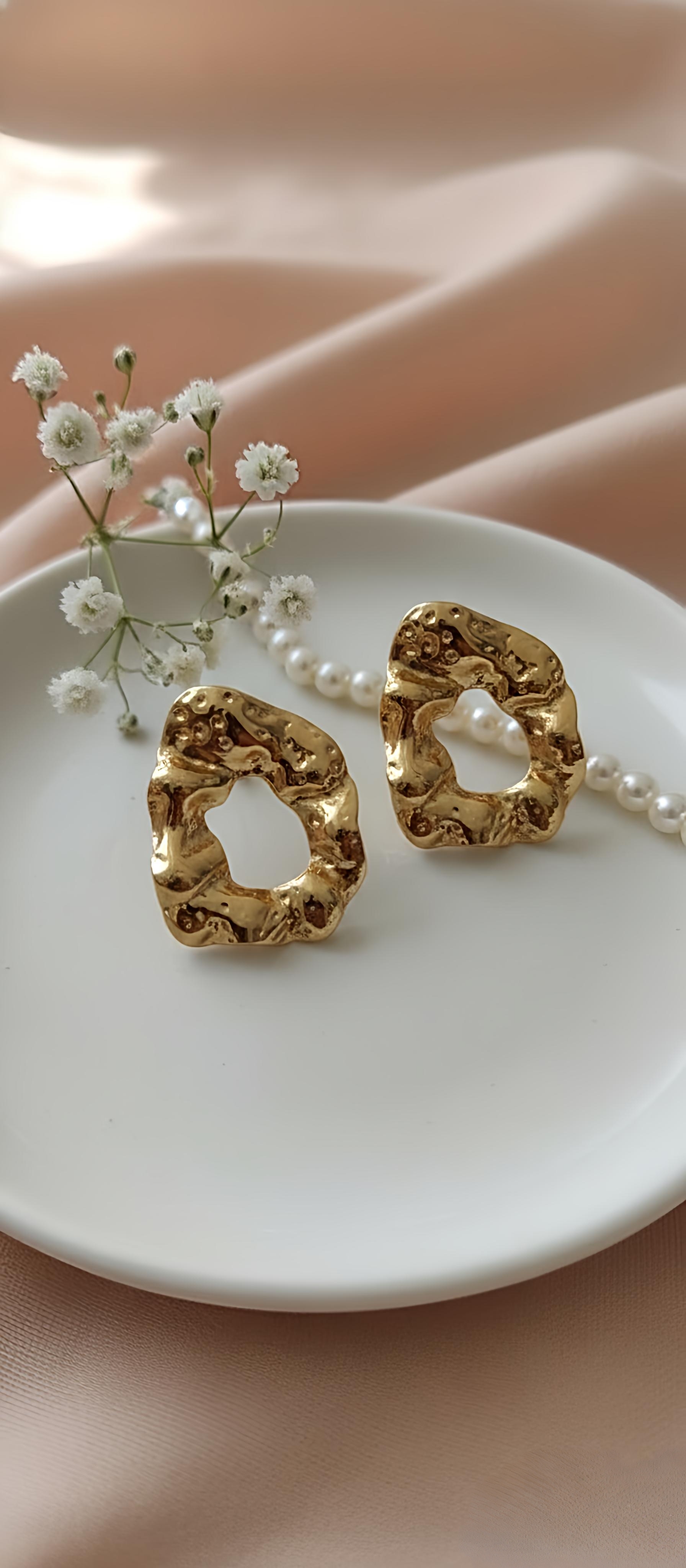Abstract Molten Gold Earrings