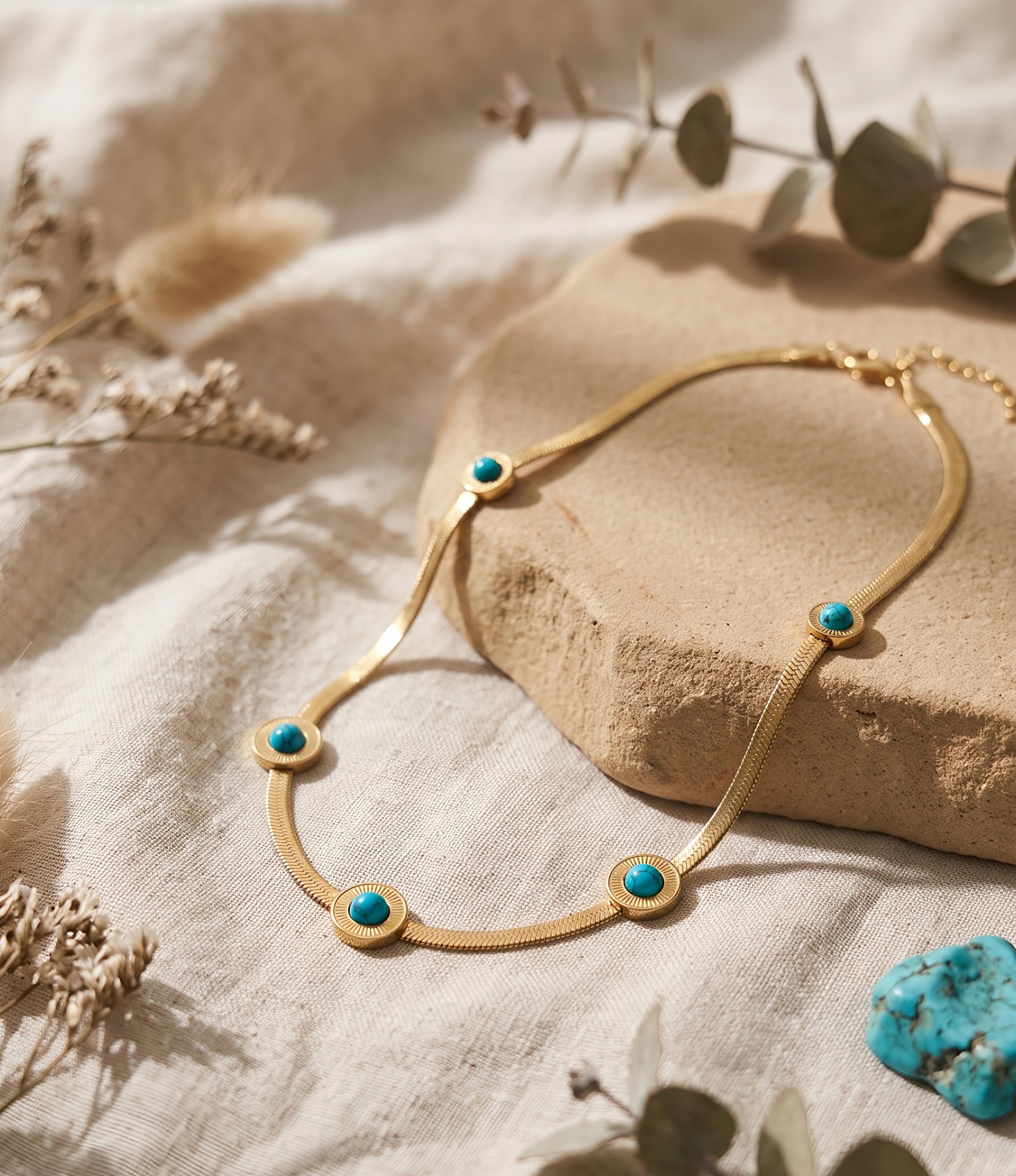 Golden Turquoise Collar Necklace